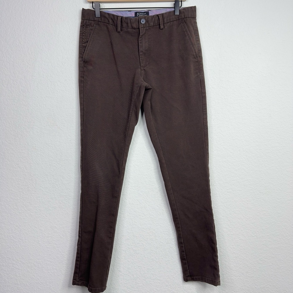 Indian Terrain Pants Mens 32‎ Brown Brooklyn Slim Fit Workwear Casual Outdoor